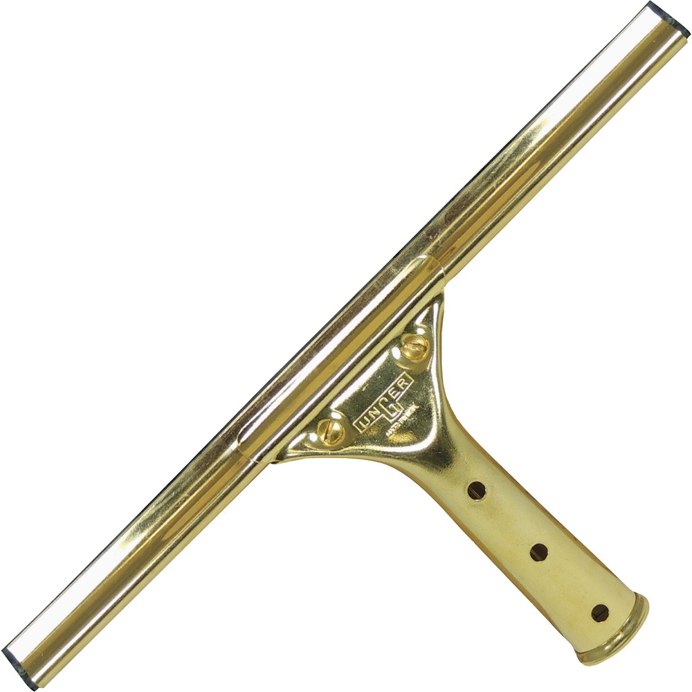 UNGGS300 - Solid brass squeegee handle features a screw lock to firmly hold the channel and rubber component for enhanced performance. ErgoTec soft rubber efficiently moves substances without scratching floor surfaces. Squeegee is perfect for moving water, mud, debris, scraps, snow and more. Universal design is compatible with all Unger poles (sold separately).