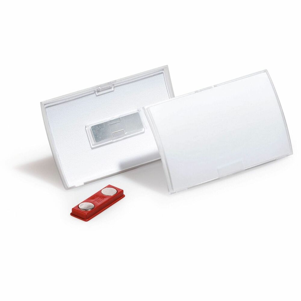 DBL821519 - Elegantly curved, convex-style badge holders open and snap closed like a clam shell for easy insertion of a business card or microperforated printable insert. Horizontal design offers a streamlined, professional appearance. Environmentally safe, clear polypropylene ensures durability and provides long-lasting protection. Powerful, double magnetic clip lets you conveniently attach the badge without damaging your clothes. Badge holder is designed for use with Durable badge inserts (sold separately). More from the Manufacturer