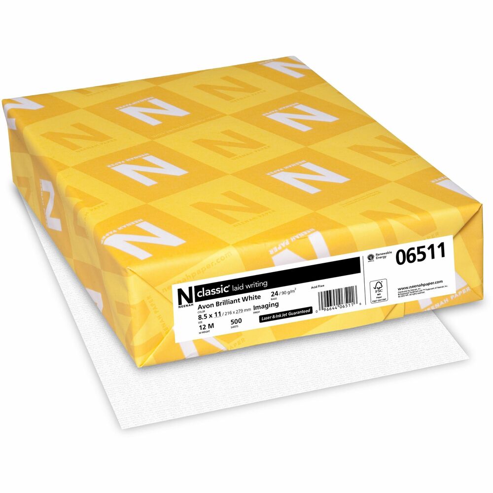 NEE06511 - 24 lb. paper features a bright white design to allow your prints to stand out and ensure high-quality results. Acid-free material prevents yellowing over time for long-lasting brightness. Paper is designed for laser printers, inkjet printers and high-speed copiers.