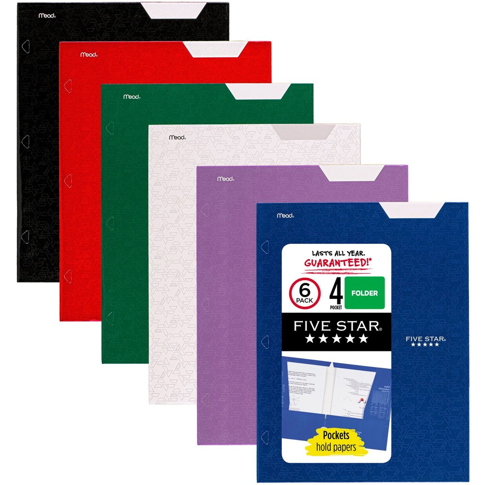 MEA38058 - Make sure all your important school papers stay safe with this durable folder. The water-resistant laminated cover protects your papers while the two vertical and two horizontal pockets securely hold them inside. Pocket folder is three-hole punched for easy use in a ring binder (sold separately). Folder is perfect for everyday use in offices, classrooms and more.