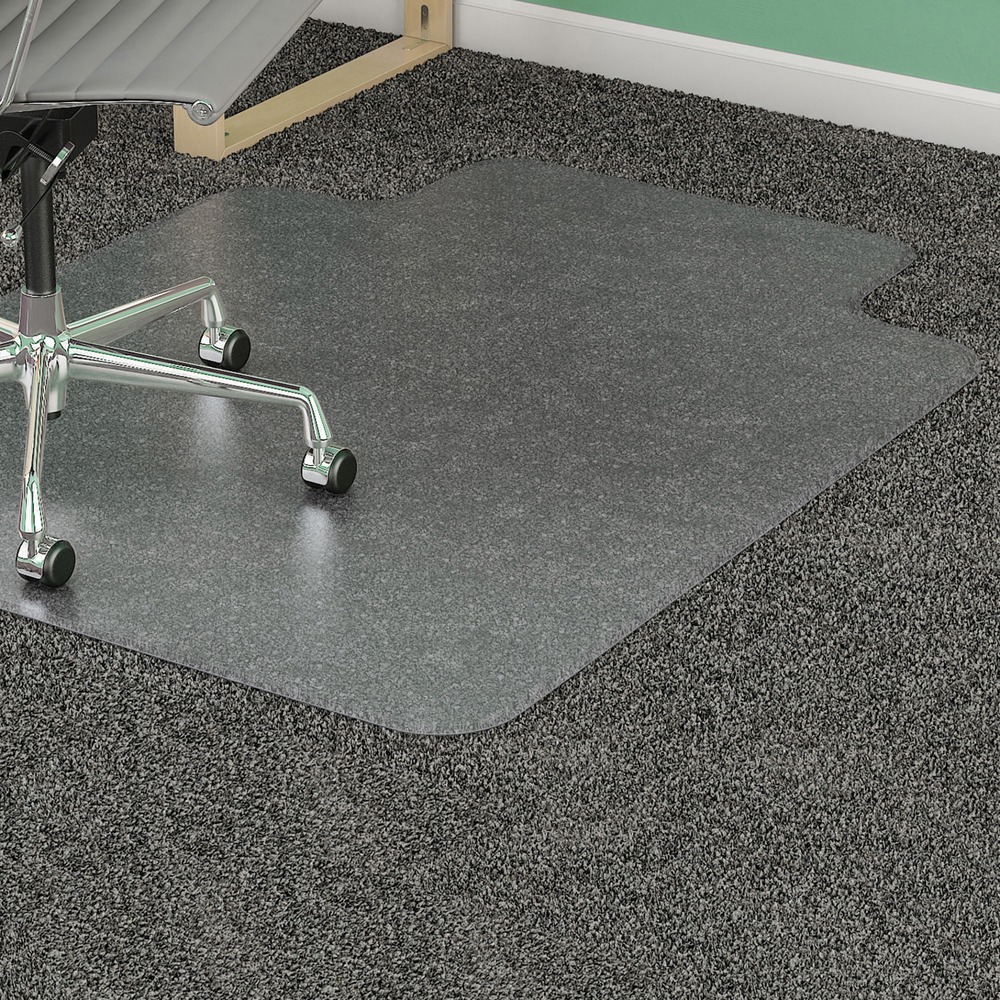 LLR82822 - Chairmat with standard lip is ideal for medium-pile carpets. Sturdy, 2/15" thick material protects carpet from wear and tear caused by chair casters. Easy-glide rolling surface provides effortless mobility. Lightly textured top surface is slip-resistant and scuff-resistant. Studded bottom provides superior gripping power. Smooth-finish edge allows ease in carpet-to-mat transition. Free and Clear formula produces an exceptionally clear vinyl mat that is nonphthalate, noncadmium and BPA-free. More from the Manufacturer