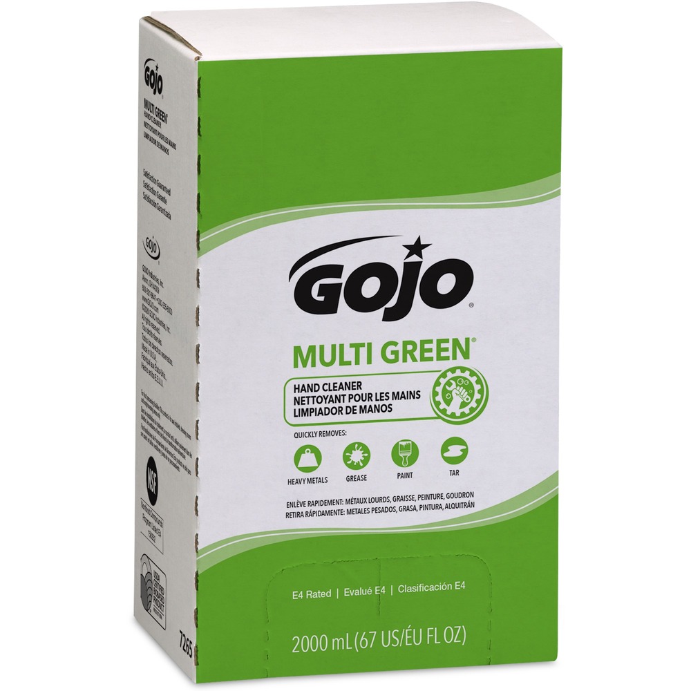 GOJ726504 - Designed for use in GOJO Pro TDX 2000 Dispensers, this MULTI GREEN Hand Cleaner contains natural pumice scrubbers for effective cleaning of oil, grease, paint, tar and asphalt. Gel clings to hands and spreads easily. Natural citrus ingredient adds an invigorating scent to cleaning your hands. Multipurpose hand cleaner is USDA BioPreferred Certified and meets California VOC requirement for consumer products. The 2000 ml. refill is sanitary sealed to help prevent contamination. Every refill comes with a fresh dispensing valve and is made from recyclable plastic.