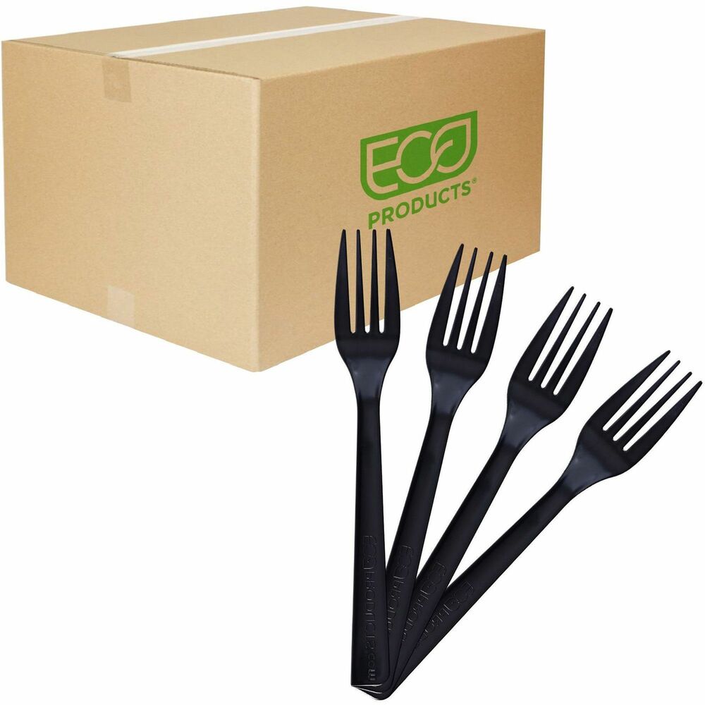 ECOEPS112 - Forks are made from post-consumer recycled polystyrene to save valuable resources and keep plastics out of landfills and oceans by repurposing them. Eco-friendly forks perform just like traditional plastic cutlery while using no virgin petroleum. Use forks for hot or cold foods.