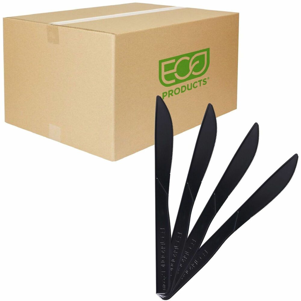 ECOEPS111 - Knives are made from post-consumer recycled polystyrene to save valuable resources and keep plastics out of landfills and oceans by repurposing them. Eco-friendly knives perform just like traditional plastic cutlery while using no virgin petroleum. Use knives for hot or cold foods.