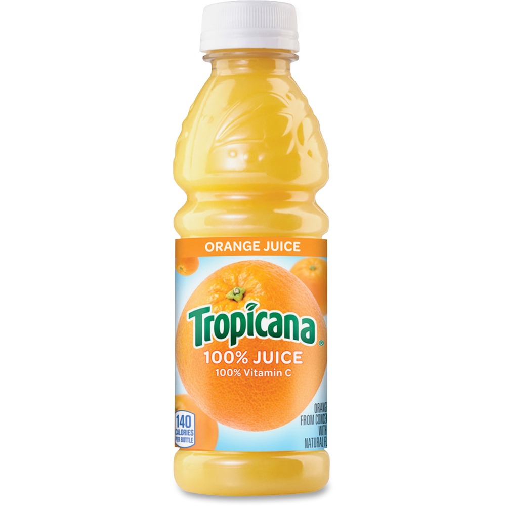 QKR75715 - Tropicana Orange Juice combines the quality and taste you love in a convenient size. Pure orange juice provides an excellent source of the antioxidant Vitamin C as well as folic acid, potassium and thiamin. Bottled juice does not require refrigeration before use. Ideal for breakrooms.