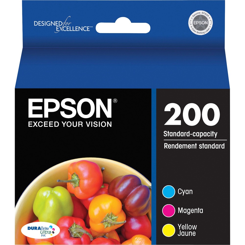 EPST200520S - Standard-capacity ink cartridges are designed for use with Epson Expression Home XP-200 color all-in-one and Expression Home XP-400 color all-in-one. Color multi-pack of ink cartridges delivers brilliant results and a smart value. Replace only the color you need with individual ink cartridges. Best of all, only one set of cartridges is needed to print amazing documents and great photos. You won't have to spend additional money on specialized cartridges to print on either plain or photo paper. Epson's revolutionary DuraBrite Ultra Ink produces smudge-resistant, fade-resistant and water-resistant prints that look brilliant on both plain and glossy photo paper.