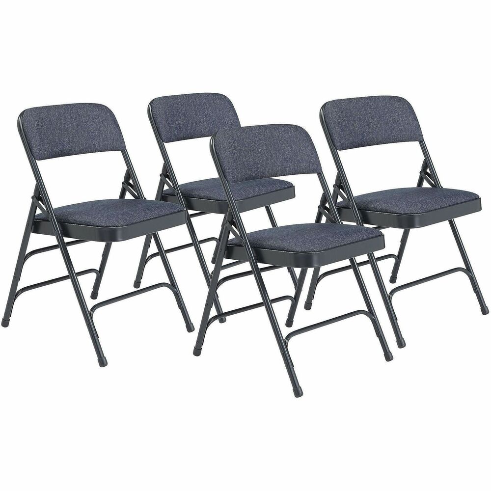NPS2304 - 2300 Series folding chair provides both comfort and incredible durability. Stain-resistant, Scotchgarded fabric upholstery covers 1.25" thick foam on seat's frame. Full-sized, double-contoured, backrest also comes upholstered and firmly secured. Institutional-grade seat frame made from heavy-duty, 18-gauge round tubing securely supports up to 500 lb. Double-hinged legs and color-coordinated, V-tip stability plugs provide added reinforcement. Matching, replaceable glides prevent floor damage. 2300 Series meets MAS Certified Green and ANSI/BIFMA standards.