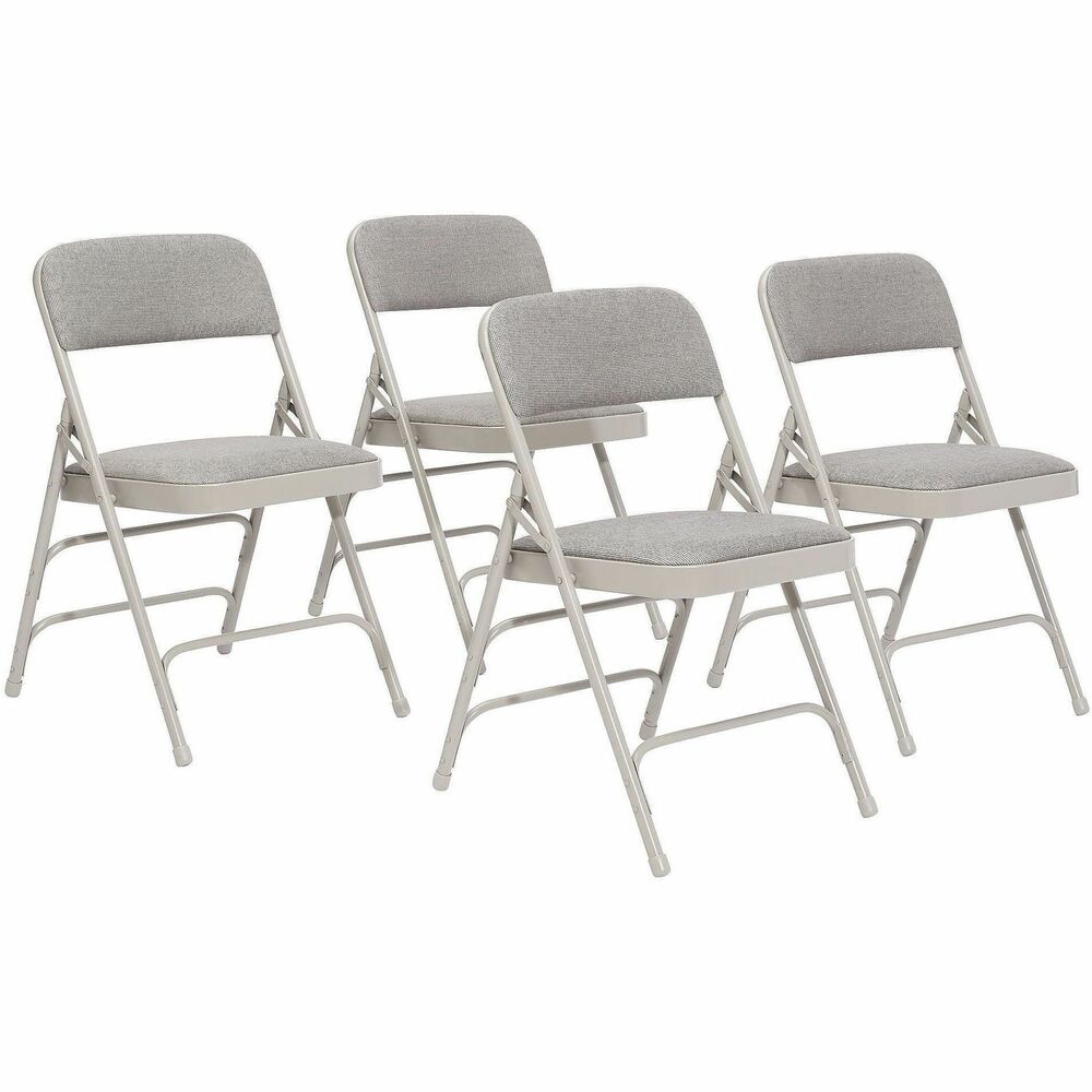 NPS2302 - 2300 Series folding chair provides both comfort and incredible durability. Stain-resistant, Scotchgarded fabric upholstery covers 1.25" thick foam on seat's frame. Full-sized, double-contoured, backrest also comes upholstered and firmly secured. Institutional-grade seat frame made from heavy-duty, 18-gauge round tubing securely supports up to 500 lb. Double-hinged legs and color-coordinated, V-tip stability plugs provide added reinforcement. Matching, replaceable glides prevent floor damage. 2300 Series meets MAS Certified Green and ANSI/BIFMA standards.