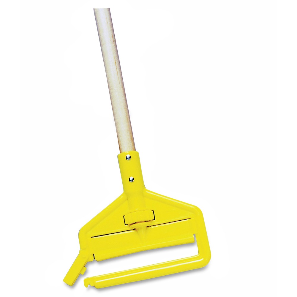 RCPH116000000 - Invader Wet Mop Handle makes removing and replacing mopheads easy and efficient. Side gate allows mophead to easily slide on and off handle. Thumbwheel clamps the mop firmly in place. It should be used with 1" (2.5 cm) headband mopheads and universal headband mopheads (sold separately). Large head of the frame is made of sturdy plastic. Handle is made of hardwood.
