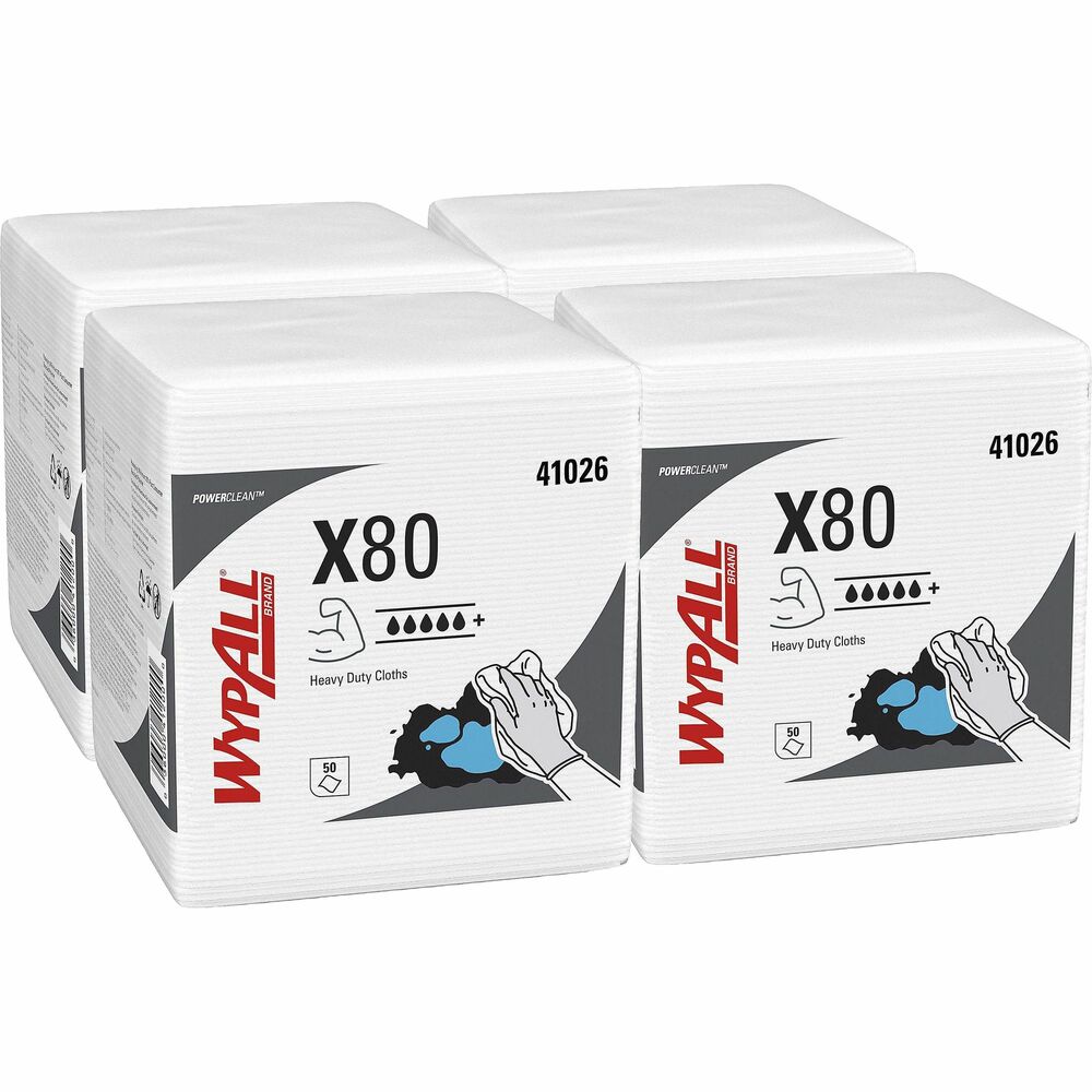 KCC41026 - Maximize performance while minimizing time, effort and product waste by using WypAll PowerClean X80 Heavy-Duty Cloths. High-tech HydroKnit absorbs quickly and is durable for scrubbing. Contaminant-free commercial cloths are a favorite replacement for industrial cloth towels that can harbor dangerous chemicals, such as lead, according to a 2003 Gradient study, in which lead was detected in laundered shop towels at levels that may exceed health based exposure guidelines. Soft pulp fibers in these cloths are bonded to a polypropylene base sheet for absorbency and durability for removing dirt, oil, grime and solvents in industrial and manufacturing businesses. Reusable cloths are reinforced for strength when wet and dry. Bulk cloths are a great alternative - safer and more efficient - to replace laundered, rental shop towels or/and cleaning towels. Use them for heavy-duty machine/part-wiping, wiping metal shavings, prepping surfaces with solvents and cleaning rough surfaces. More from the Manufacturer
