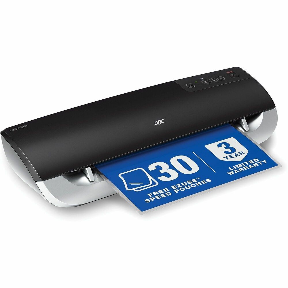 GBC1703075 - Laminator with a 1-minute warm-up time provides high-quality lamination at a laminating speed of 19" per minute to keep your important documents protected. Easy-to-use touch buttons allow quick, simple operation to help you quickly work through your tasks. Jam-alert system beeps until the button is pressed to release the jammed pouch. Cold setting is available for smooth lamination results with pressure-sensitive documents (sold separately). Auto Poweroff shuts down on its own after 30 minutes of inactivity to conserve energy. Laminator is designed to accept documents up to 12" wide. Laminator is compatible with 3mm and 5mm thermal pouches (sold separately).