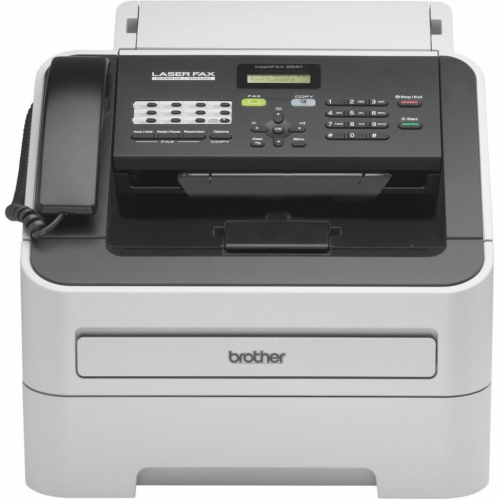 BRTFAX2940 - Designed for small to medium businesses, high-speed laser fax offers a high-capacity, front-loading paper tray that simplifies paper handling, and a high monthly duty cycle. This feature-rich model is equipped with a fast modem (33.6Kbps) to reduce transmission time and abundant memory for worry-free fax storage. IntelliFax2940 sends a page in approximately 3 seconds. The 16MB memory stores up to 500 fax pages. 250-sheet input tray reduces the time spent reloading paper and adjusts to hold either letter-size or legal-size paper. Other time-saving features include the ability to auto-dial up to 222 numbers, 22 one-touch locations, up to 272 broadcasting locations, 30-page auto document feeder and high-yield replacement toners.