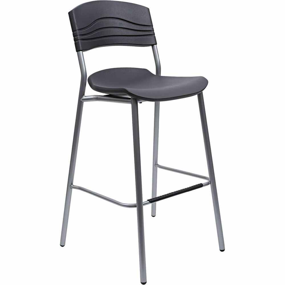 ICE64527 - Cafe stool is part of the Iceberg CafeWorks Cafe and Bistro Tables and Seating that is ergonomically designed for comfort and contemporary style. Seat pan and back are constructed of blow-molded, high-density polyethylene. They are durable, dent-resistant and scratch-resistant and easy to clean. Frame is made of heavy-gauge, 1" diameter, powder-coated steel tube with nonmar feet. Each cafe chair features a 30" seat height to fit perfectly with CafeWorks 42" high tables.