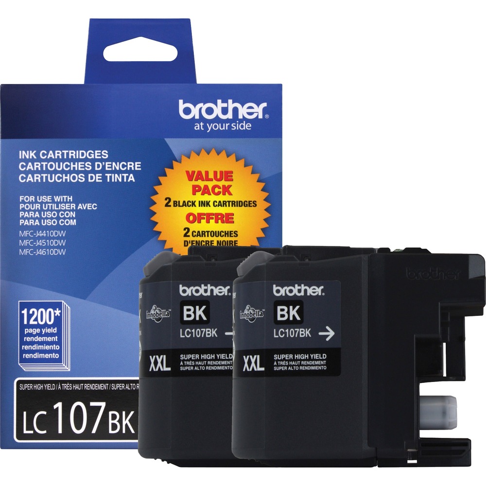 BRTLC1072PKS - Super high-yield ink cartridges are designed for use with Brother MFC-J4310DW, MFC-J4410DW, MFC-J4510DW, MFC-J4610DW and MFC-J4710DW. Innobella ink technology delivers print longevity, richer colors and sharper images. Each cartridge yields approximately 1,200 pages.