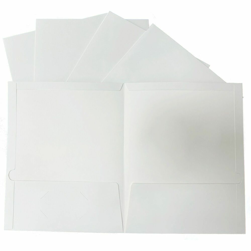BSN44424 - Durable, two-pocket folders feature laminated covers to resist soil and moisture. Two inside pockets hold 100 letter-size sheets of 20 lb. paper with a 50-sheet capacity for each pocket. The left pocket offers a die-cut business holder so you can customize your presentation by including your contact information. Portfolios are made of 210g card paper.