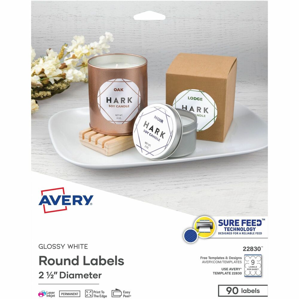 AVE22830 - Premium glossy labels offer a unique shape to provide just the pop you need. They are ideal for branding your products, brochures and mail pieces. The print-to-the-edge capabilities accommodate impactful, colorful designs that get your brand noticed. Patented, Easy Peel label sheets with the Pop-up Edge ensure a quick and easy application. Simply bend the label sheet back, peel and return the sheet to a flat position. Backed with permanent adhesive, the labels stick to glass, plastic, paper and more, allowing you to put your mark on nearly any product. Labels are easy to format with free online templates and designs. Self-adhesive labels are compatible with laser and inkjet printers. More from the Manufacturer