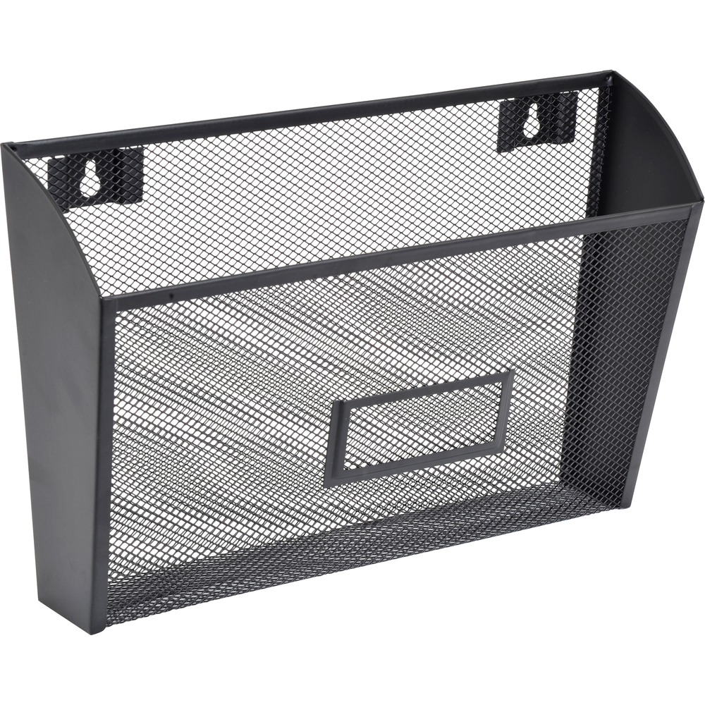 LLR84144 - Mesh wall pocket offers an eye-catching, durable way to collect and store charts and files until you are ready to start working on them. Steel mesh features double-rimmed, smooth edges and a powder-coat finish. Design also protects your desktop surface. Wall pocket includes mounting hardware and is recyclable.