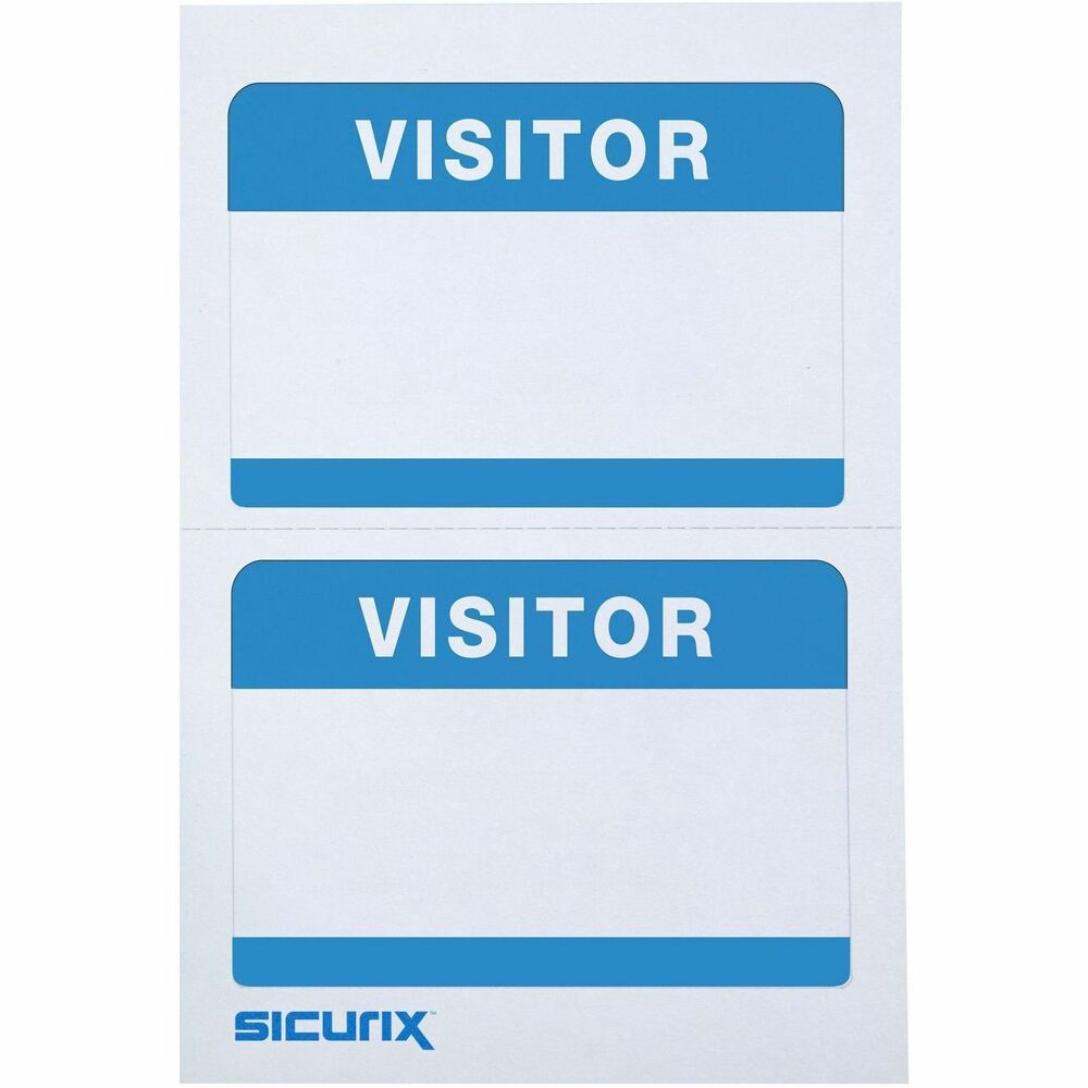 BAU67630 - Self-adhesive visitor badges offer a large white area for adding names and information by writing or typing. Each badge includes the heading of visitor along the top. Badges are perfect for small meetings and conferences. Easy-peel backing with removable adhesive adheres to most clothing and fabrics. Each badge measures 3-1/2" wide x 2-1/4" long. Badges should not be used on leather. More from the Manufacturer