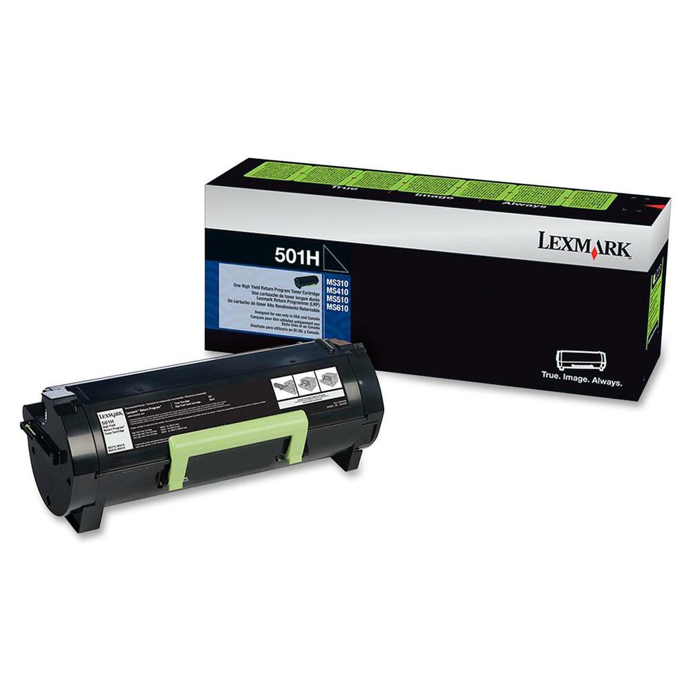 LEX50F1H00 - High-yield toner cartridge features the Unison Toner's unique formulation that consistently delivers outstanding image quality, ensures long-life print system reliability and promotes superior sustainability - all in an innovative, shake-free print system. Essential to Lexmark print system performance, genuine Lexmark toner is engineered to work best together with your Lexmark printer. Cartridge is designed for use with Lexmark MS310d, MS310dn, MS312dn, MS315dn, MS410d, MS410dn, MS415dn, MS510dn, MS610de, MS610dn, MS610dte and MS610dtn. Lexmark Return Program cartridges are patented print cartridges sold at a discount in exchange for the customer's agreement to the license requirement that the cartridges will be used only once and returned only to Lexmark for remanufacturing or recycling. Patented cartridges are licensed for single use only and will stop working after delivering a fixed amount. Cartridge yields approximately 5,000 standard pages.