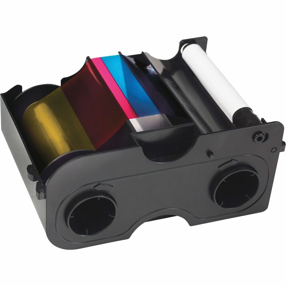 SRX45010 - Full-color ribbon cartridge is especially designed for dual-sided printing a combination of full-color images and one-color text or bar codes in the Fargo DTC1000 Card Printer/Encoder. The Fargo 45010 color ribbon features two resin black panels, a clear overlay panel and a cleaning roller. YMCKOK ribbon yields 200 images. More from the Manufacturer