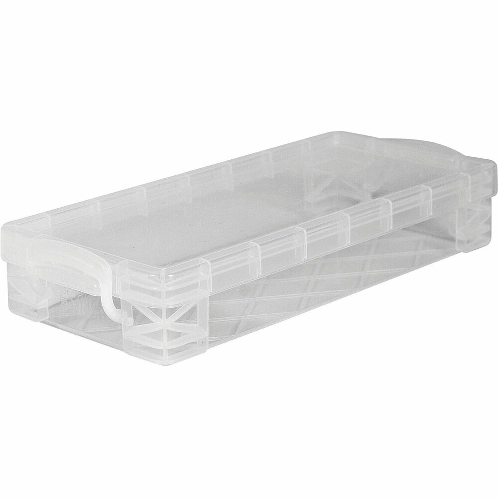 AVT40309 - Stackable pencil box offers a great way to organize writing utensils in your classroom or work area. Clear design offers visibility of the contents. Plastic pencil box holds: more than 50 pencils, more than 25 pens, more than 20 markers or more than 64 crayons.
