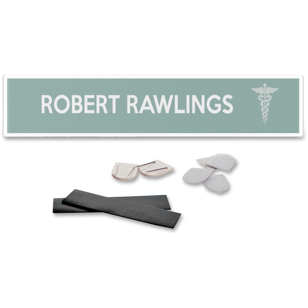 DEF587501 - Sealed on three sides, this clear plastic nameplate holder hangs on partition walls with cubicle clips or adheres with hook-and-loop closure (both included). Magnets are also included to hang nameplate holder on metal surfaces. Nameplate insert quickly loads from the top to create a professional-looking nameplate quickly and easily from your own printer with free Deflecto online SignCreator software and templates.