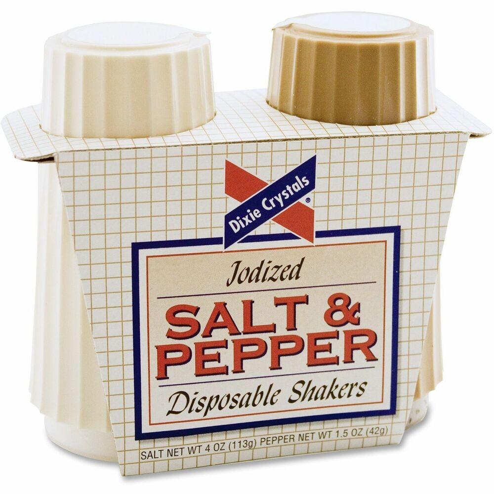 MKLSN16010 - Salt and Pepper Disposable Shakers are great for all types of kitchens and cafeterias. Salt shaker holds 4 oz. of salt (included). Pepper shaker holds 1.5 oz. of pepper (included).