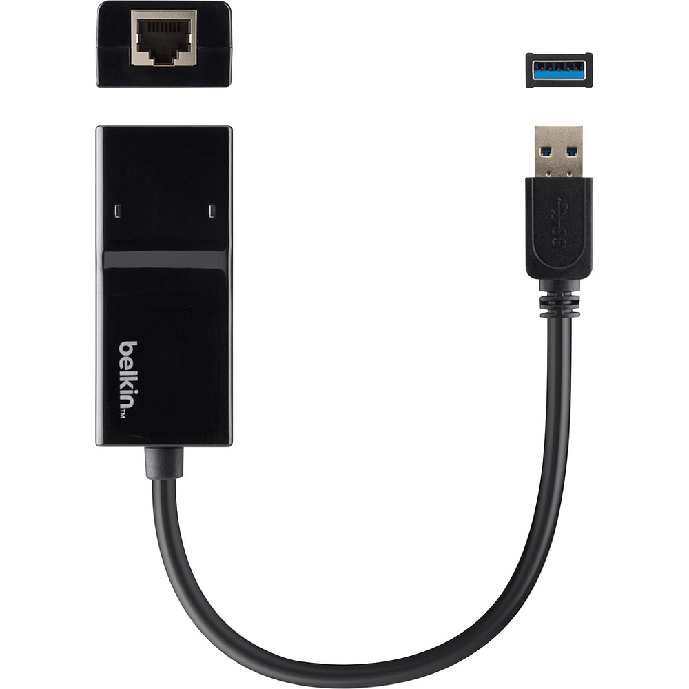 BLKB2B048 - USB 3.0 Ethernet Adapter gives you the ability to connect your Ultrabook or tablet to a wired network. Plug-and-play design means easy installation - no software required. Bus-powered adapter needs no external power. This Ethernet 10Base-T cable supports 10/100/1000Mbps on USB 3.0 ports. SuperSpeed USB 3.0 interface delivers 1 Gbps Wi-Fi speed.