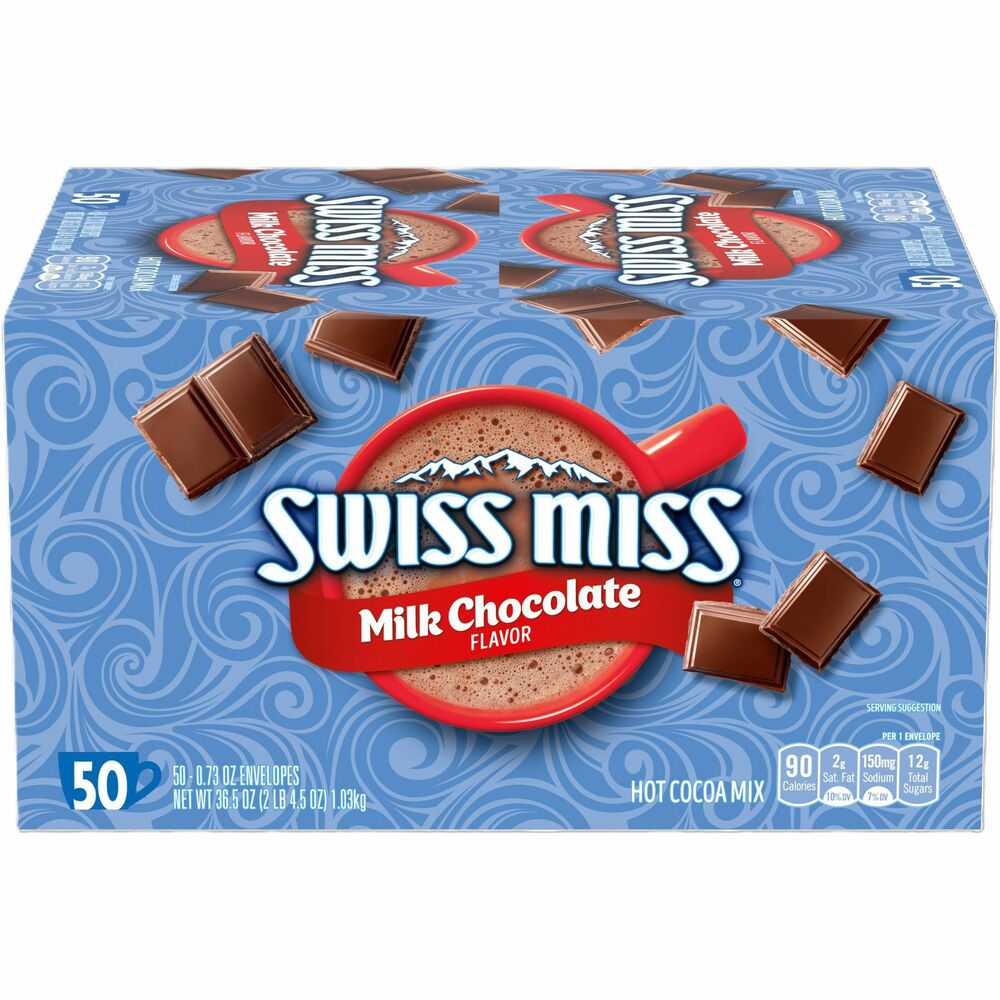 SWM47491 - Swiss Miss Hot Chocolate Mix comes in individual packets for convenient breakroom use. Each packet of Original Milk Chocolate contains the perfect amount of powdered mix to create one cup of rich, creamy hot chocolate. It contains as much calcium as an 8 oz. glass of milk.