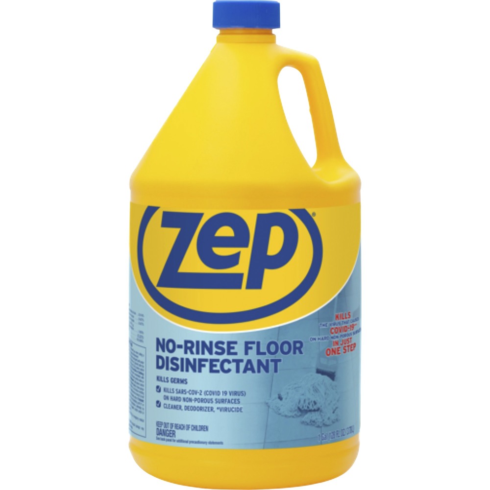 ZPEZUNRS128 - Commercial-grade floor disinfectant acts as a cleaner, deodorizer and virucide all in one easy step. Not only does it fight bacteria, fungi and viruses, but the disinfectant does it with a single application and no rinsing. This 1 gallon of concentrate makes up to 32 gallons. Disinfectant is step 4 of the Zep Commercial 4-step floor maintenance program.