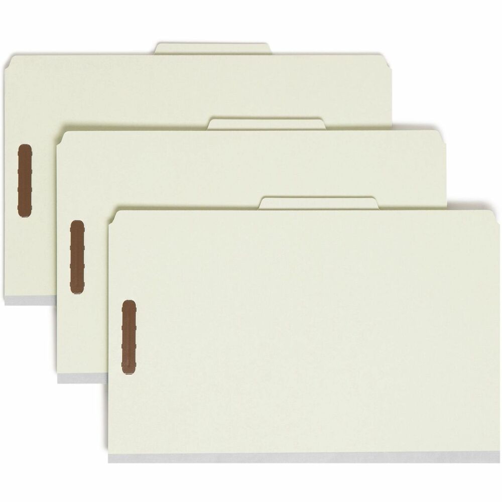 SMD19093 - Made with a high recycled content, these heavy-duty classification files are ideal for the environmentally conscious office. Sturdy, heavyweight folders are made of 25 point pressboard for extra durability and make excellent project files. The three dividers feature fasteners to secure your important legal-size materials. Fasteners on front and back panels and dividers create up to eight separate filing surfaces, 2/5-cut tabs are in the right-of-center position. Each folder expands up to 3".