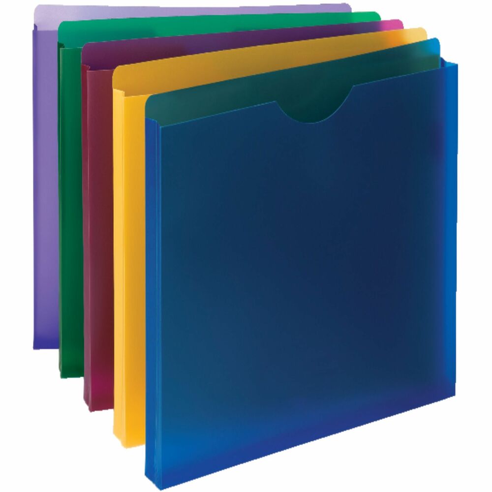 SMD89610 - Poly expanding file jackets are tear-resistant, water-resistant and easy to clean, keeping bulky documents safe and secure within your filing system. Design features a full-height gusset and is enclosed on three sides. Color-code your files with easy-to-spot colors. Assorted colors include blue, green, purple, yellow and red. These file jackets are well-suited for storing charts, photos and bulky documents that do not fit traditional file folders. Straight-cut tab allows detailed labeling. Each file jacket expands 1" and features a thumb notch for easy insertion and removal of documents.