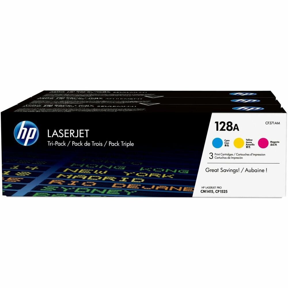 HEWCF371AM - As you print more, you save more without sacrificing reliable, trouble-free printing in your HP LaserJet Pro CP1525 Color Printer Series and CM1415 Color MFP Series. You get consistent, photo-quality business printing of Original HP cartridges. HP 128A Tri-pack with cyan, magenta and yellow cartridges is designed for higher-volume printing and is a convenient, high-value option. Each cartridge yields approximately 1,300 pages. More from the Manufacturer
