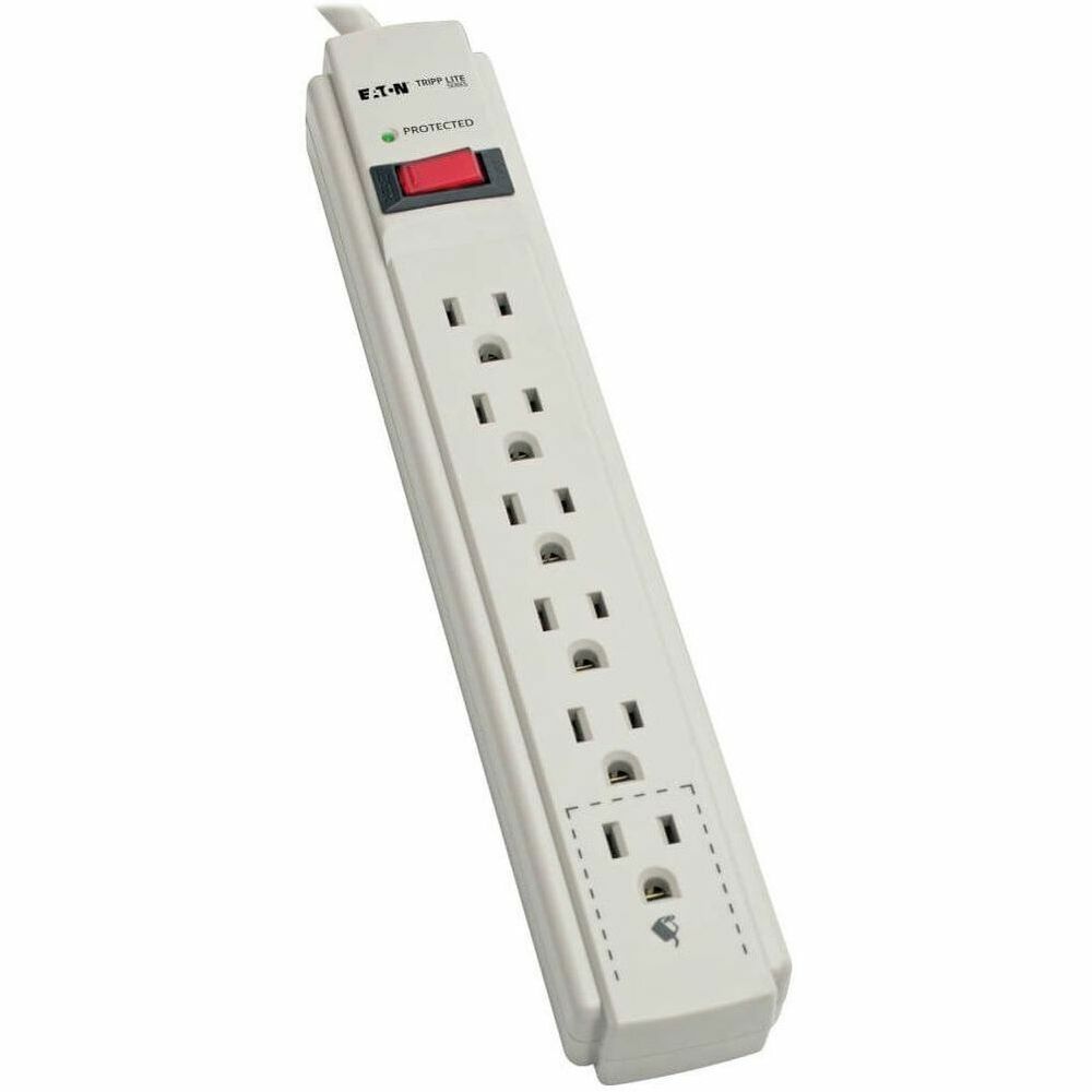 TRPTLP608 - Surge suppressor with an 8' cord provides economical, AC surge suppression to protect workstations, computers, telecom systems and more. AC suppression rated at 990 joules reliably shields your equipment from sudden surges and line noise. Multi-outlet design reduces cable clutter and enables the connection of multiple electrical devices to a single AC wall socket. Illuminated power switch lets you quickly see when your electronics are protected. 15A circuit breaker protects your devices from dangerous overloads and spikes. Fail-safe, thermal fusing protects against fire and other damage in the event of an extreme, extended overvoltage or surge condition. Diagnostic LEDs confirm surge suppression status to let you quickly see when your electronics are protected. Automatic shutoff cuts power to outlets when the protection circuit has been compromised for enhanced safety. Attractive housing with keyhole mounting tabs allow versatile placement options for easy access to a power supply. More from the Manufacturer