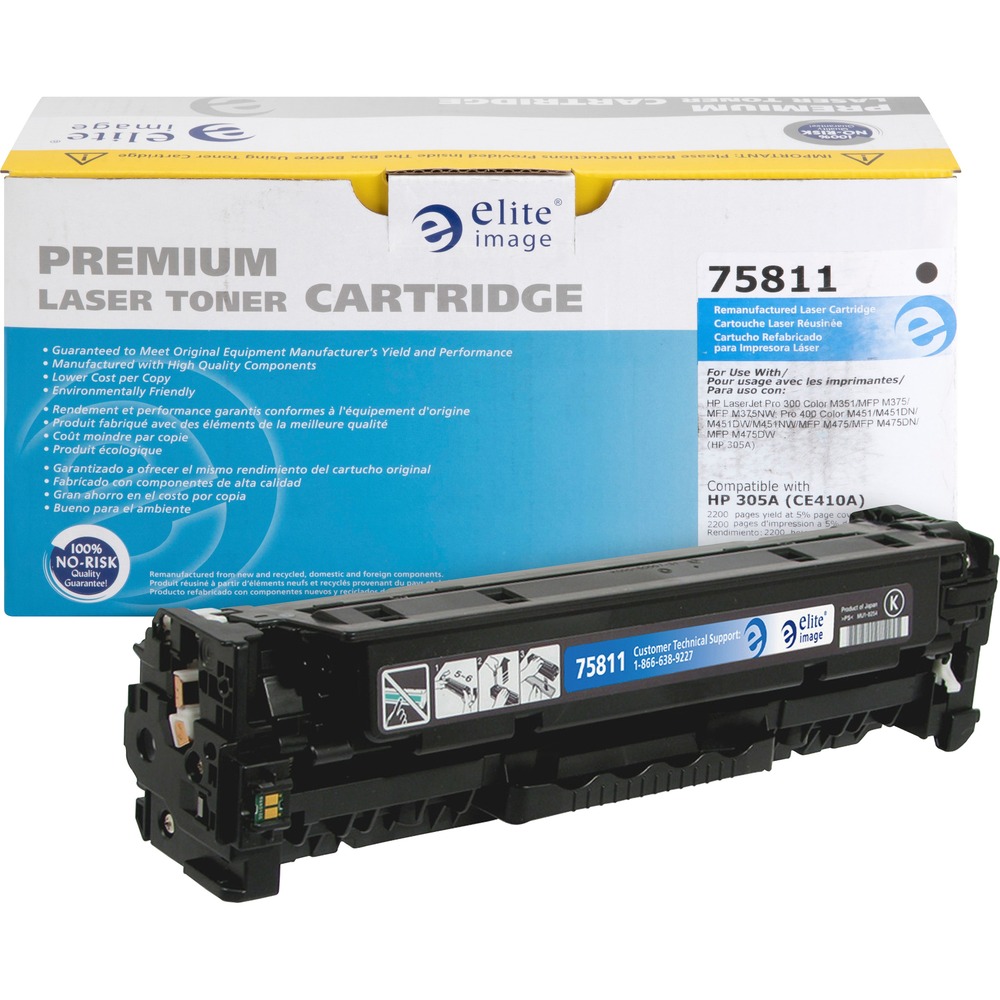 ELI75811 - Toner cartridge is designed for use with Hewlett-Packard LaserJet Pro 300 Color M351, MFP M375, MFP M375nw; Pro 400 Color M451, M451dn, M451dw, M451nw, MFP M475, MFP M475dn and MFP M475dw. Remanufactured cartridge yields approximately 2,200 pages. Elite Image is ISO certified. More from the Manufacturer