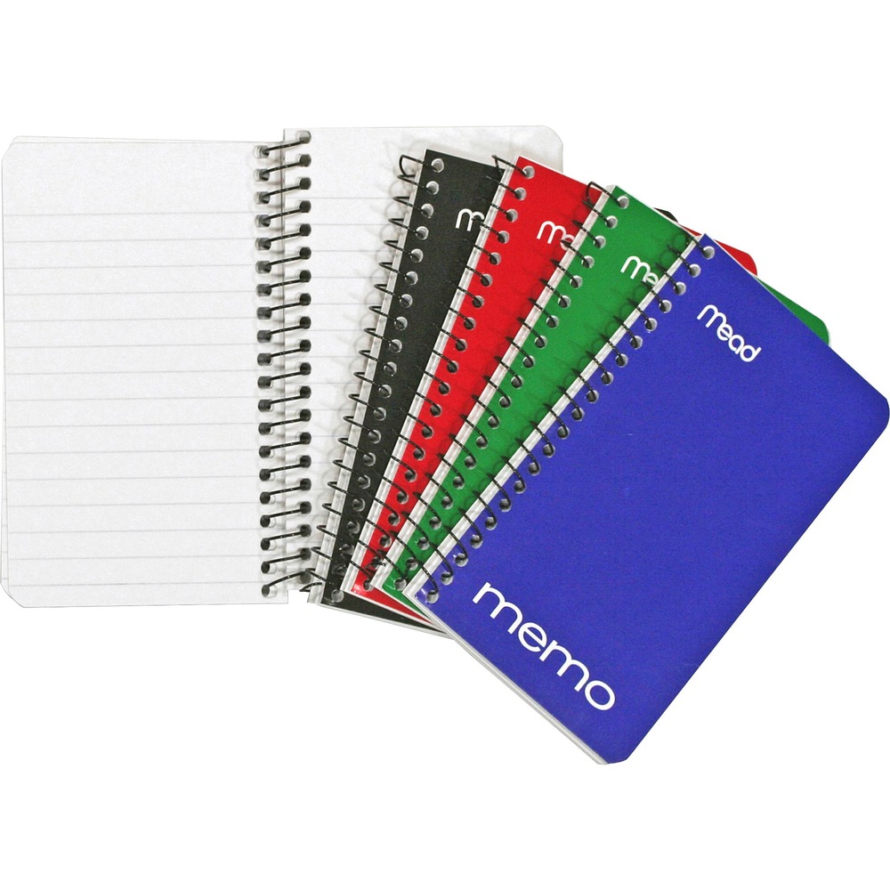 MEA45534 - Wirebound memo notebook features smooth, white college-ruled pages that ideal for taking notes, jotting ideas, making lists, logging information and sketching. 80 point, stiff-back professional covers are bound on the side with nylon-coated single wire binding that lets pages turn easily and lie perfectly flat.