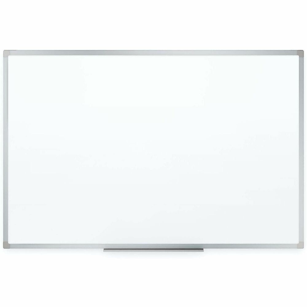 MEA85356 - Basic dry-erase board provides a smooth and durable whiteboard writing surface that is great for quick note-taking. Hang in cubicle or other low-traffic environment and clean after each use for best performance. Design features a melamine surface and sleek, silver aluminum frame. Marker tray is included along with mounting hardware that allows board to hang in either a vertical or horizontal orientation.