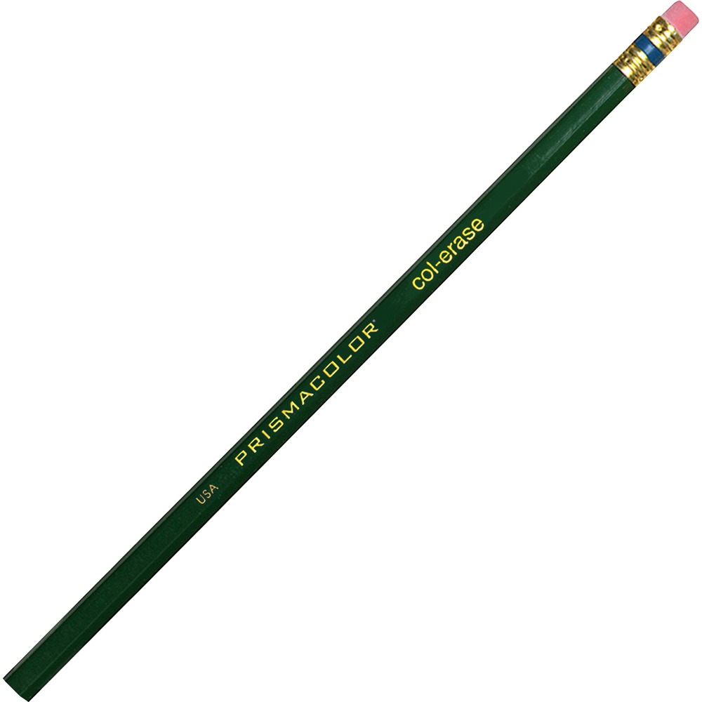 SAN20046 - Colored pencils feature a special lead formula that erases effortlessly. Rendered lines erase clean with few strokes of the eraser. Ideal for illustration, animation and accounting applications. PMA certified nontoxic, thin lead is strong and resists breakage. Pencil design also includes a metal ferrule with twin band and red eraser.