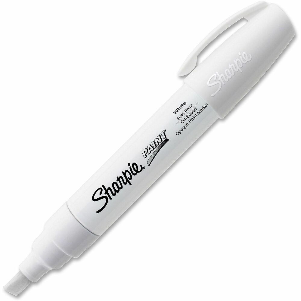 SAN35568 - Sharpie Oil-Based Paint Marker features a bold point and valve-action. It marks opaque and glossy on light or dark surfaces. Use on virtually any surface: metal, pottery, wood, rubber, glass, plastic, stone and more. Paint is quick-drying, fade-resistant, abrasion-resistant and water-resistant. Xylene-free marker is certified AP nontoxic.