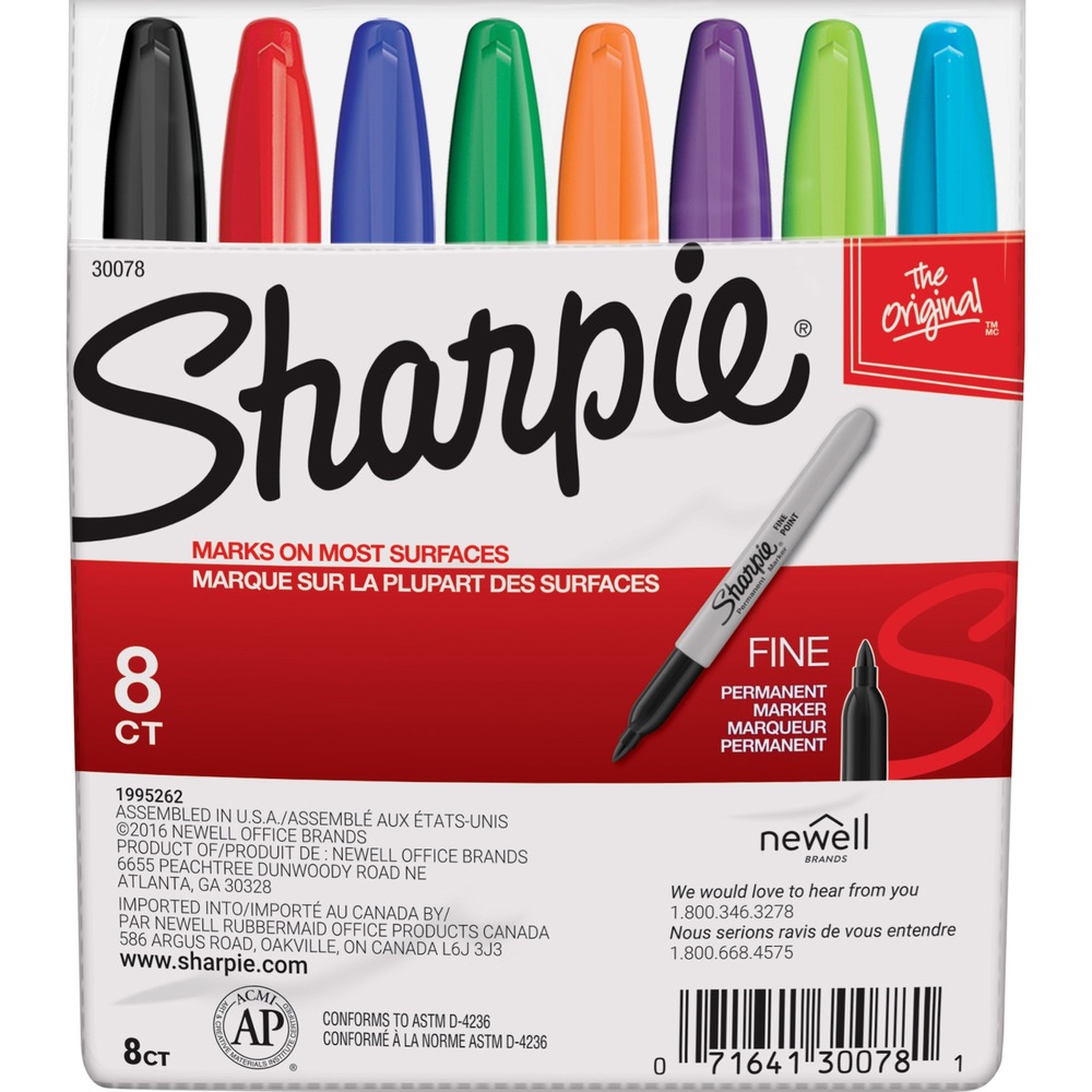 SAN30078 - Original Sharpie pen-style permanent marker marks on most hard-to-mark surfaces. Markings are permanent on most surfaces. Durable fine-point tip produces thinner, detailed lines. Long-lasting ink resists fading, smearing and water. Alcohol-based ink is quick-drying and certified AP nontoxic. More from the ManufacturerRebate: $25 Visa Card with $75 Newell Brands Buy View Rebate Details