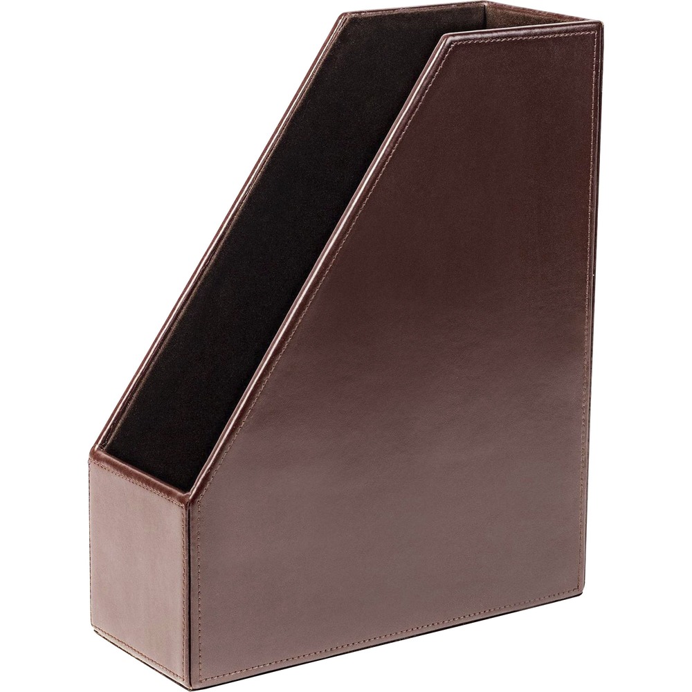 DACA3682 - Magazine Rack is beautifully made with decorative stitching to make a subtle statement that works in any decor. Bonded leather adds professional style to any work space. Soft velveteen protects surfaces from scuffs and scratches. Magazine rack holds 8.5" x 11" magazines and catalogs.