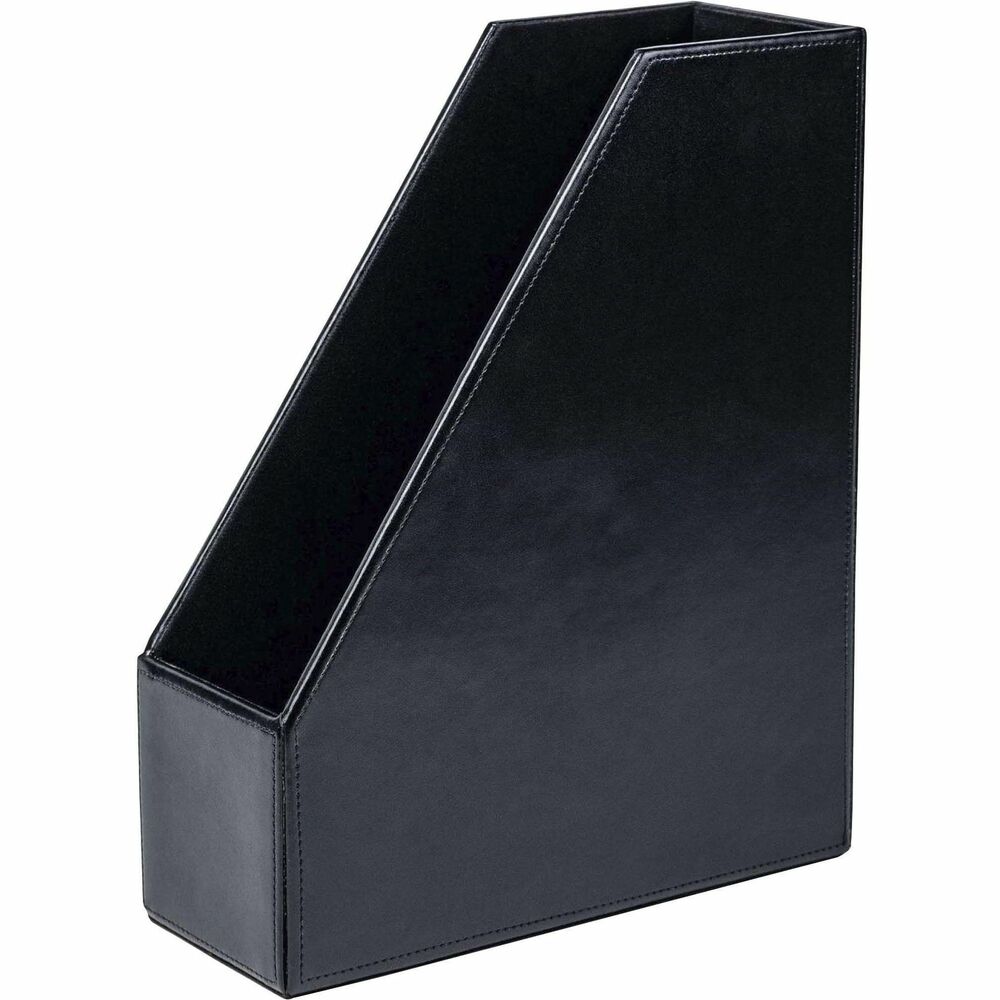 DACA1482 - Magazine Rack is beautifully made with decorative stitching to make a subtle statement that works in any decor. Bonded leather adds professional style to any work space. Soft velveteen protects surfaces from scuffs and scratches. Magazine rack holds 8.5" x 11" magazines and catalogs.