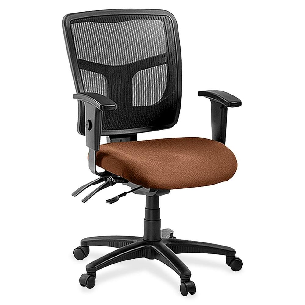 LLR8620130 - Managerial mid-back chair features a mesh back for conforming comfort. Ergonomic mid-back matches the natural curvature of a person's back. Arms adjust in height and width. Mid-back chair also offers a five-star nylon base, pneumatic seat-height adjustment (17" to 20-9/10" high from the floor), 360-degree swivel, back-height adjustment, tilt and asynchronous three-lever control. Frame is available in black only. Chair meets the CA117 fire-retardant standard and offers an abrasion rating of 60,000 double rubs (ASTM-D-4175).