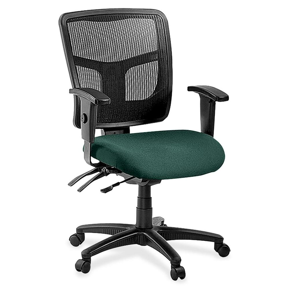 LLR8620142 - Managerial mid-back chair features a mesh back for conforming comfort. Ergonomic mid-back matches the natural curvature of a person's back. Arms adjust in height and width. Mid-back chair also offers a five-star nylon base, pneumatic seat-height adjustment (17" to 20-9/10" high from the floor), 360-degree swivel, back-height adjustment, tilt and asynchronous three-lever control. Frame is available in black only. Chair meets the CA117 fire-retardant standard and offers an abrasion rating of 60,000 double rubs (ASTM-D-4175).