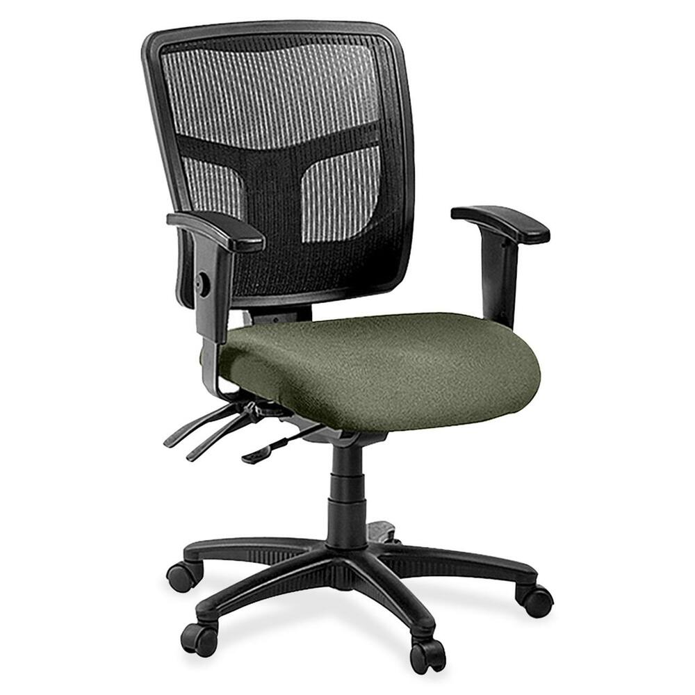LLR8620185 - Managerial mid-back chair features a mesh back for conforming comfort. Ergonomic mid-back matches the natural curvature of a person's back. Arms adjust in height and width. Mid-back chair also offers a five-star nylon base, pneumatic seat-height adjustment (17" to 20-9/10" high from the floor), 360-degree swivel, back-height adjustment, tilt and asynchronous three-lever control. Frame is available in black only. Chair meets the CA117 fire-retardant standard and offers an abrasion rating of 60,000 double rubs (ASTM-D-4175).
