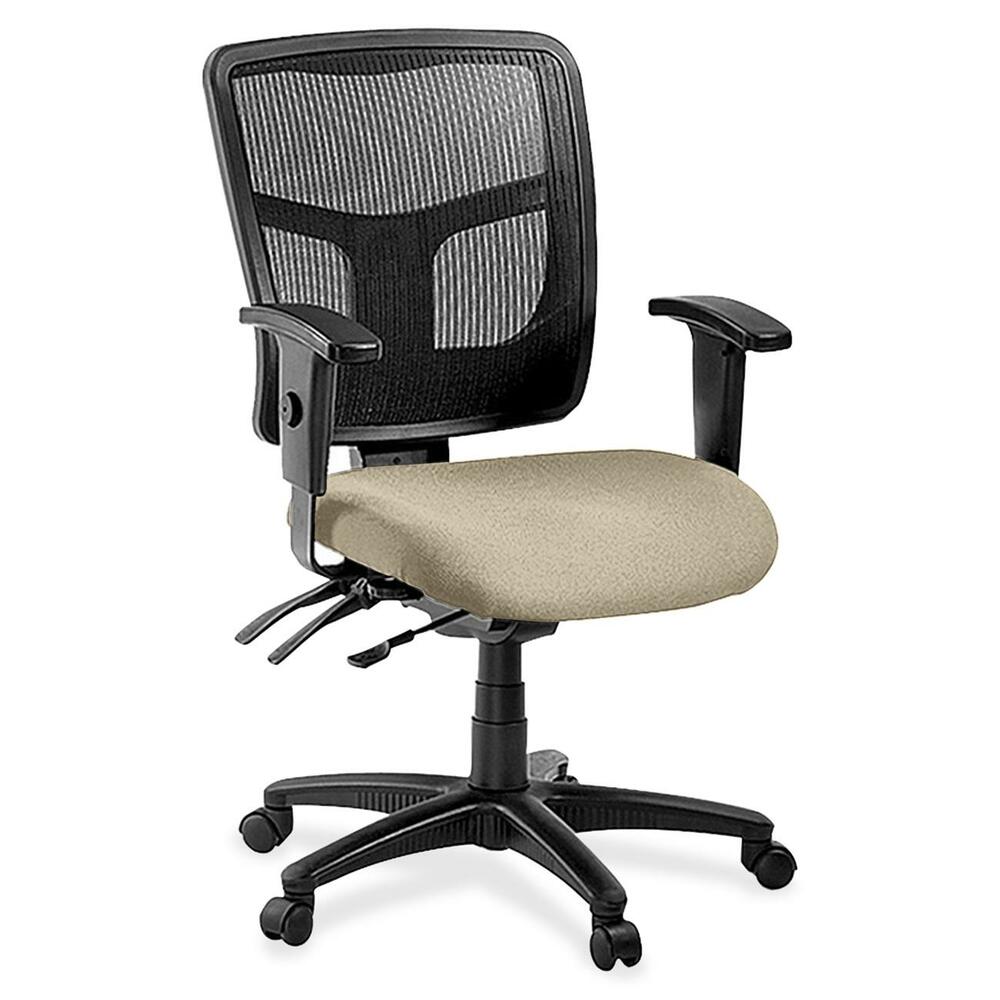 LLR8620187 - Managerial mid-back chair features a mesh back for conforming comfort. Ergonomic mid-back matches the natural curvature of a person's back. Arms adjust in height and width. Mid-back chair also offers a five-star nylon base, pneumatic seat-height adjustment (17" to 20-9/10" high from the floor), 360-degree swivel, back-height adjustment, tilt and asynchronous three-lever control. Frame is available in black only. Chair meets the CA117 fire-retardant standard and offers an abrasion rating of 60,000 double rubs (ASTM-D-4175).