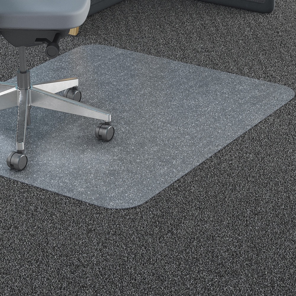 LLR69705 - Designed for convenience and perfect for Big and Tall applications, this resilient chairmat with no lip can be used for low-pile carpets. Durable surface protects floors from chair scuffs and caster damage. Its exceptional clarity lets the beauty of the floor show through while its easy-glide rolling surface provides effortless chair mobility. Rectangular polycarbonate chairmat features a straight edge and is studded for a strong grip without piercing or damaging your carpet backing. More from the Manufacturer