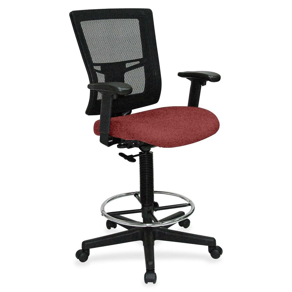 LLR4310088 - Drafting stool offers a breathable mesh back and upholstered, cushioned seat to enhance your comfort. Padded arms adjust in height and width for a position that suits your needs. Rest your feet on the chrome footring. Functions include pneumatic seat-height adjustment, ratchet back-height adjustment and 360-degree swivel. Black, five-star nylon base is equipped with smooth-rolling casters for easy mobility. Weight capacity is 275 lb. Mid-back chair meets or exceeds BIFMA standards.