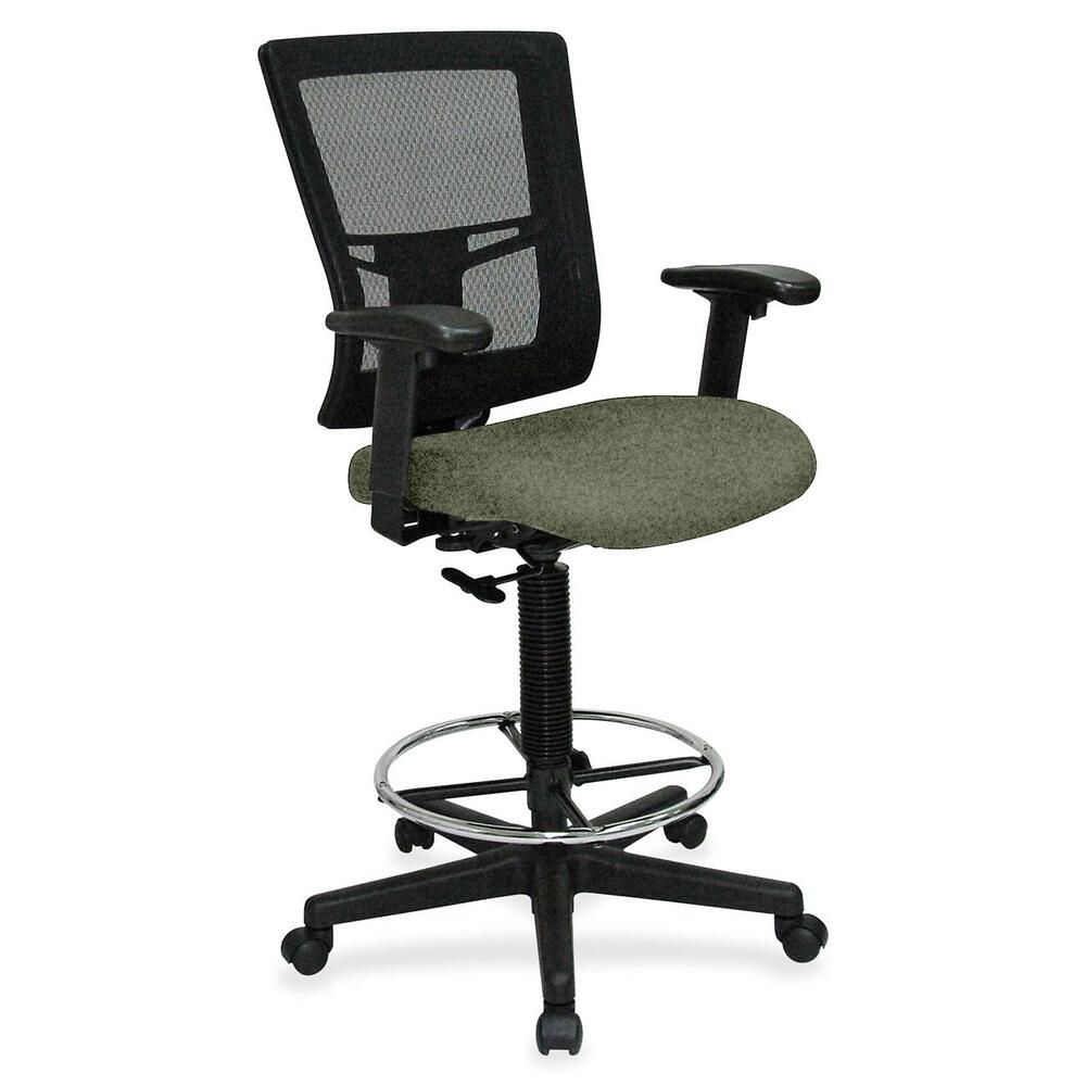 LLR4310085 - Drafting stool offers a breathable mesh back and upholstered, cushioned seat to enhance your comfort. Padded arms adjust in height and width for a position that suits your needs. Rest your feet on the chrome footring. Functions include pneumatic seat-height adjustment, ratchet back-height adjustment and 360-degree swivel. Black, five-star nylon base is equipped with smooth-rolling casters for easy mobility. Weight capacity is 275 lb. Mid-back chair meets or exceeds BIFMA standards.