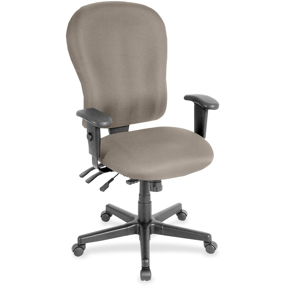 EUTFM408051 - 4x4xl High Back Task Chair is an economical chair that provides all-day comfort with its contoured cushions and ergonomic features. Tilt-tension control with tilt lock allows you to adjust the recline rate based on your weight. Center tilt with adjustable tension gives you the ability to rock. Back-angle adjustment sets the back angle for personalized comfort in a reclined position. Seat-height adjustment allows you to set the height to the desired position relative to the floor. Waterfall seat slopes to reduce pressure on the back of your knees for extra comfort. Forward seat tilt changes the angle of the seat to enable proper ergonomic posture while using a computer keyboard. Arm-height adjustment lets you to move the arms up or down for proper ergonomic positioning. Ratchet-back height adjustment allows the backrest to easily adjust relative to the seat for personalized lumbar region support and comfort. Fabric-upholstered chair adds soft comfort to any space.